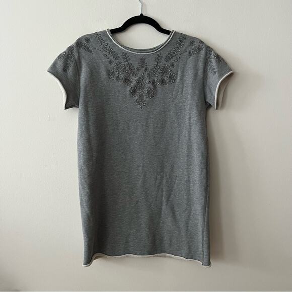 Rag & Bone/Jean Eyelet Grey Sweatshirt Dress - Picture 2 of 5